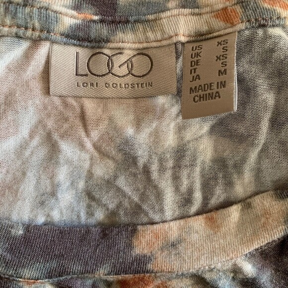 LOGO By Lori Goldstein Womens Size XS Multicolor Print Abstract Stretch Blouse - Picture 4 of 4